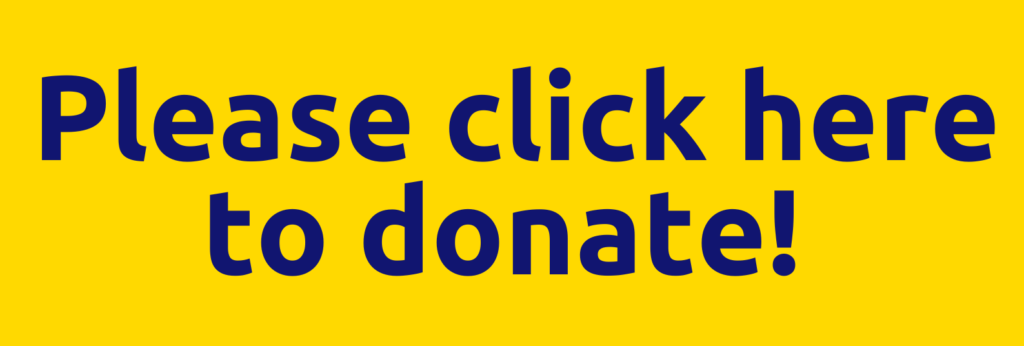 Yellow button with blue text saying 'Please click here to donate' 